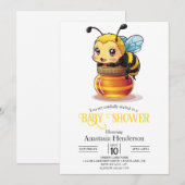 Invitation Baby shower d'abeilles au miel (Devant / Derrière)