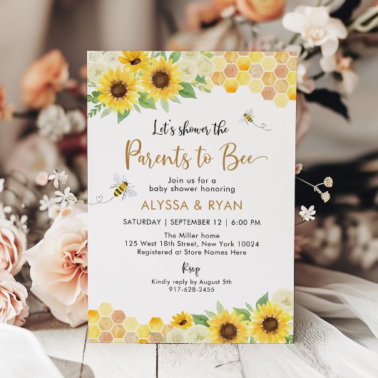 Invitation Baby shower d'abeilles de tournesol