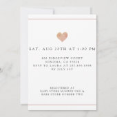 Invitation Baby shower d'abeilles du coeur rose (Dos)