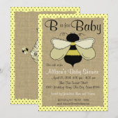 Invitation Baby shower d'abeilles et de burlap (Devant / Derrière)