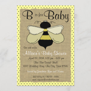 Invitation Baby shower d'abeilles et de burlap