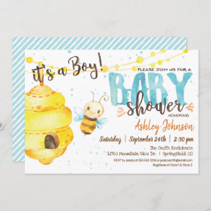 Invitation Baby shower d'abeilles, garçon
