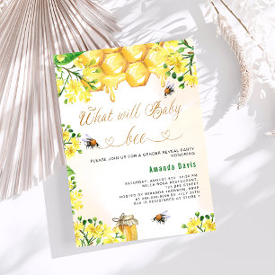 Invitation Baby shower d'abeilles jaune fleuri révèle