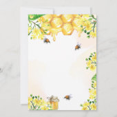 Invitation Baby shower d'abeilles jaune fleuri révèle (Dos)