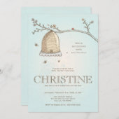 Invitation Baby shower d'abeilles miel (Devant / Derrière)