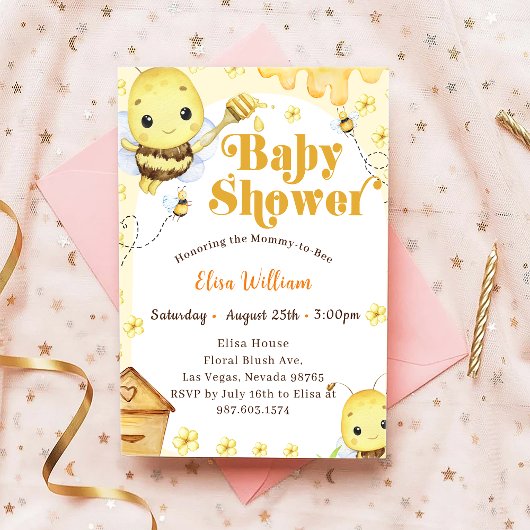 Invitation Baby shower d'abeilles miel