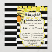 Invitation Baby shower d'abeilles ou partie de rév (Devant / Derrière)