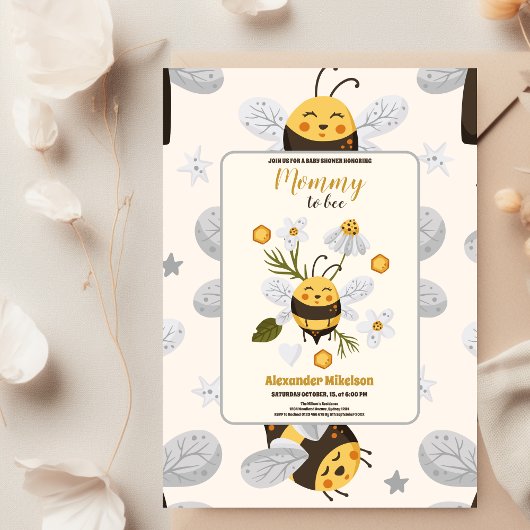 Invitation Baby shower d'abeilles vintage