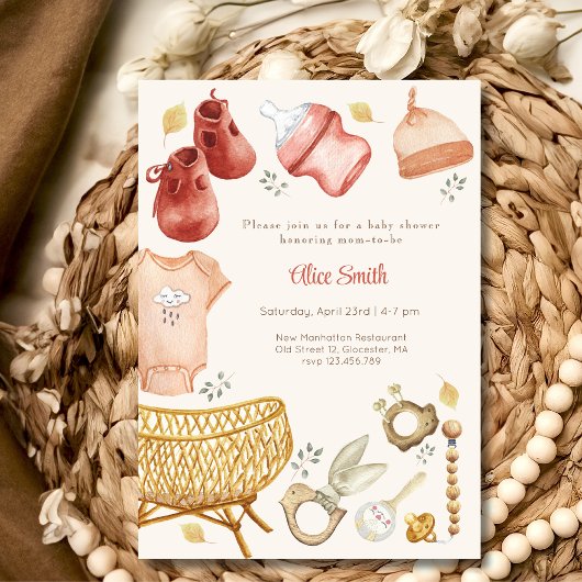 Invitation Baby shower d'accessoires pour bébé Boho
