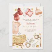 Invitation Baby shower d'accessoires pour bébé Boho (Devant)