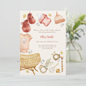 Invitation Baby shower d'accessoires pour bébé Boho (Debout devant)
