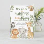 Invitation Baby shower d'accueil Bébé Animaux (Debout devant)