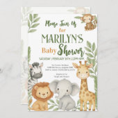 Invitation Baby shower d'accueil Bébé Animaux (Devant / Derrière)