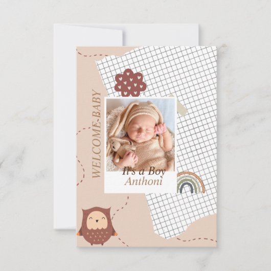 Invitation Baby shower d'accueil Brown moderne (Devant)