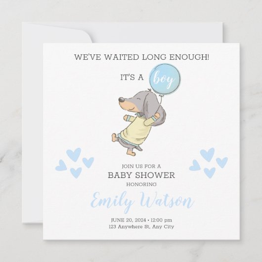 Invitation Baby shower Dachshund (Devant)