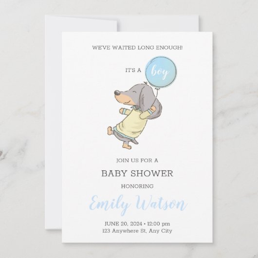Invitation Baby shower Dachshund (Devant)