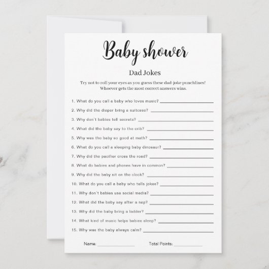 Invitation Baby Shower Dad Jokes Game Printable,  (Devant)