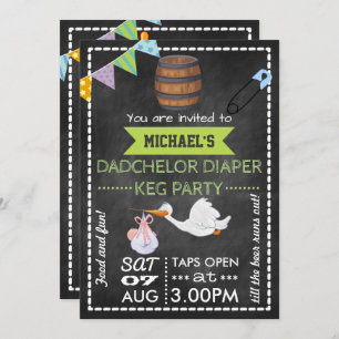 Invitation Baby shower Dadchelor Keg Party Chalkboard