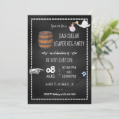 Invitation Baby shower Dadchelor Keg Party Chalkboard (Debout devant)