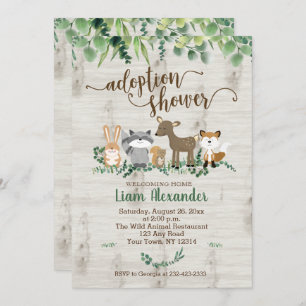 Invitation Baby shower d'adoption Animaux des bois