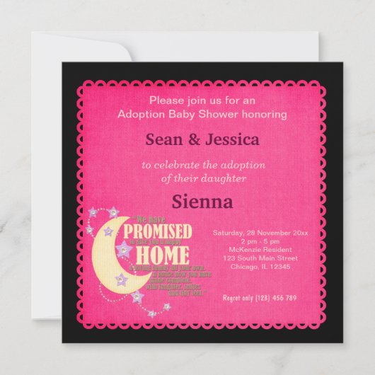 Invitation Baby shower d'adoption fille (Devant)