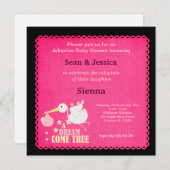 Invitation Baby shower d'adoption fille (Devant / Derrière)