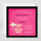 Invitation Baby shower d'adoption fille (Devant / Derrière)