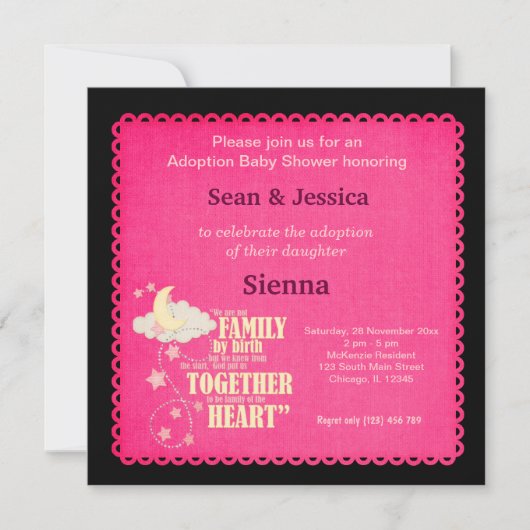 Invitation Baby shower d'adoption fille (Devant)
