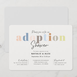 Invitation Baby shower d'adoption moderne simple et neutre en