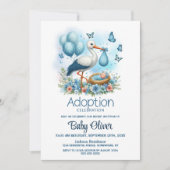 Invitation Baby shower d'adoption pour bébé Stork (Devant)