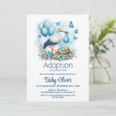 Invitation Baby shower d'adoption pour bébé Stork (Debout devant)