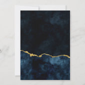 Invitation Baby shower d'agate bleu et or de la marine (Dos)