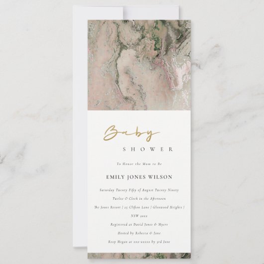 INVITATION BABY SHOWER D'AGATE D'OR ROSE BLUSH DUSKY MODERNE (Devant)