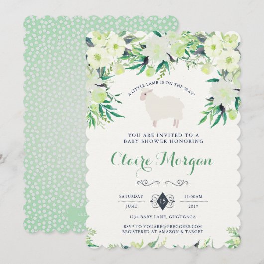 Invitation Baby shower d'agneau (Devant / Derrière)