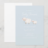 Invitation Baby shower d'agneau bleu (Devant / Derrière)