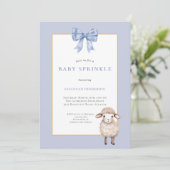 Invitation Baby shower d'agneau bleu (Debout devant)