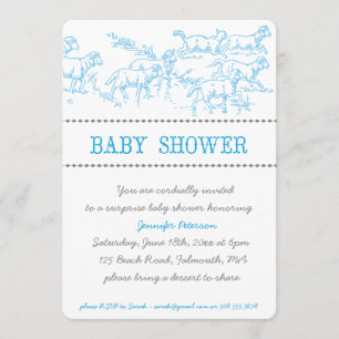 Invitation Baby shower d'agneau bleu