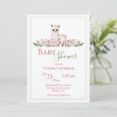 Invitation Baby shower d'agneau d'aquarelle rose (Debout devant)