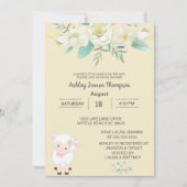 Invitation Baby shower d'agneau floral Neutre mignon Invitati (Devant)