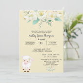 Invitation Baby shower d'agneau floral Neutre mignon Invitati (Debout devant)