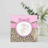 Invitation Baby shower d'agneau rose (Debout devant)