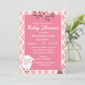 Invitation Baby shower d'agneau rose floral (Debout devant)