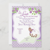 Invitation Baby shower d'agneau vert violet lavande Invitatio (Devant)