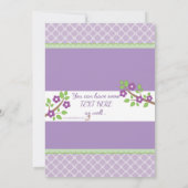 Invitation Baby shower d'agneau vert violet lavande Invitatio (Dos)