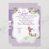 Invitation Baby shower d'agneau vert violet lavande Invitatio (Devant / Derrière)