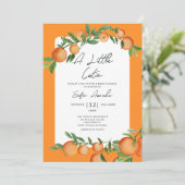Invitation Baby shower d'agrumes à l'eau orange de Little Cut (Debout devant)