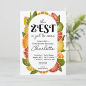 Invitation Baby shower d'agrumes brillant et color (Debout devant)