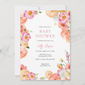 Invitation Baby shower d'agrumes brillants et de fleurs de fl (Devant)