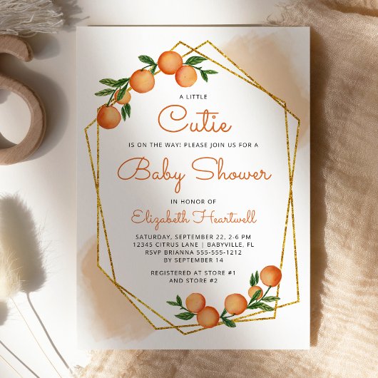 Invitation Baby shower d'agrumes de Little Cutie orange