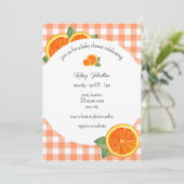 Invitation Baby shower d'agrumes orange (Debout devant)